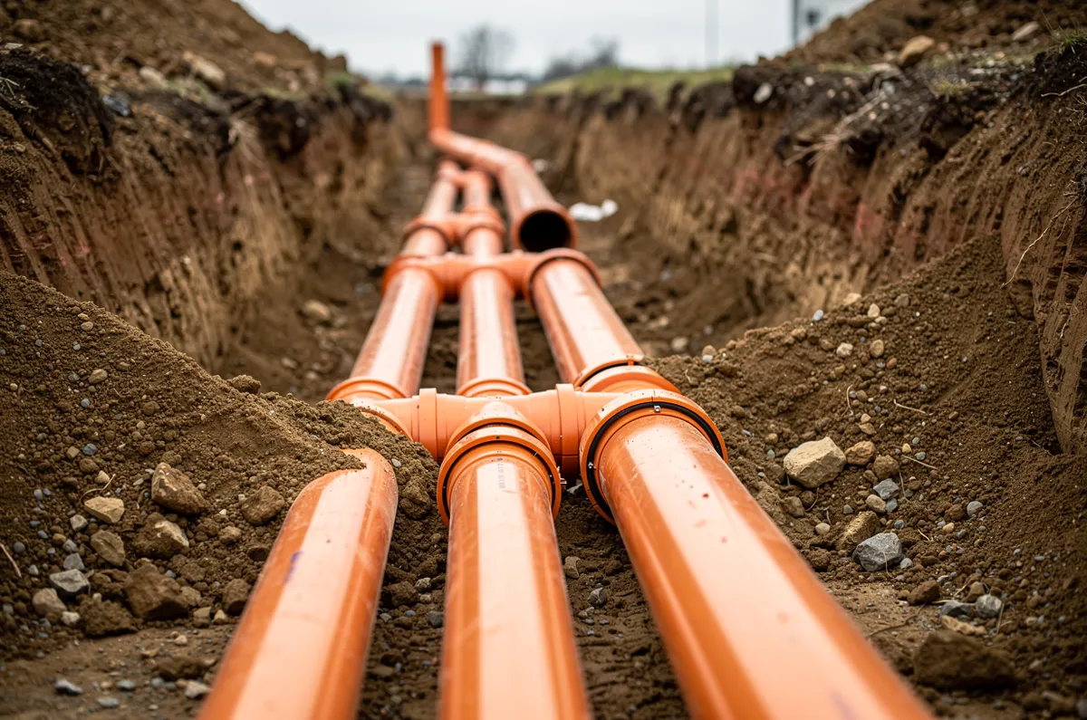 Rede de esgoto residencial de PVC